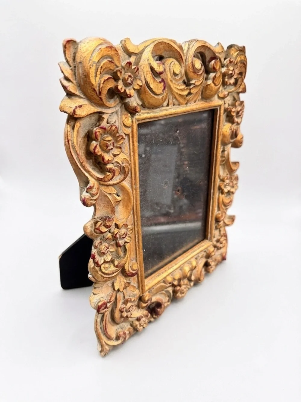 Gilded Gold Floral Carved Tabletop Picture Frame 5x7 Vintage Style